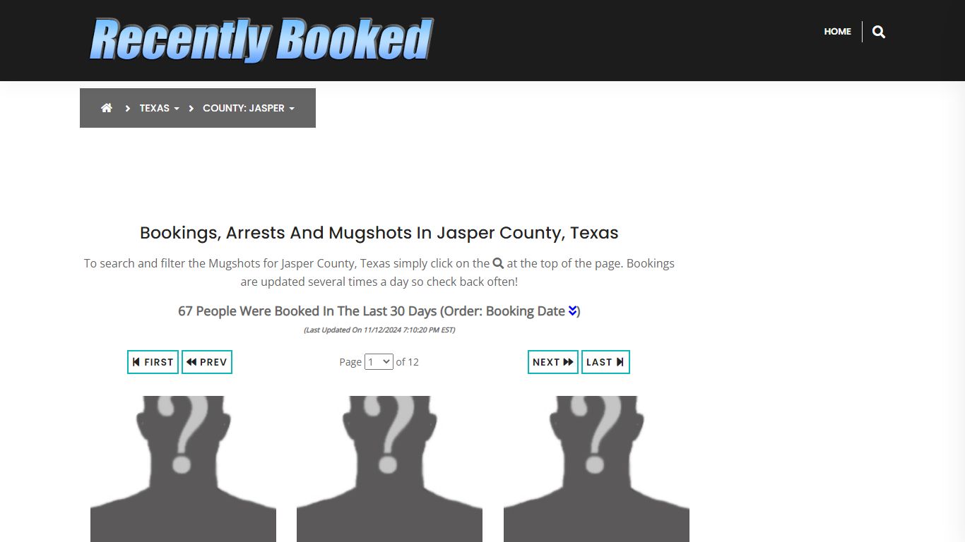 Bookings, Arrests and Mugshots in Jasper County, Texas - Recently Booked